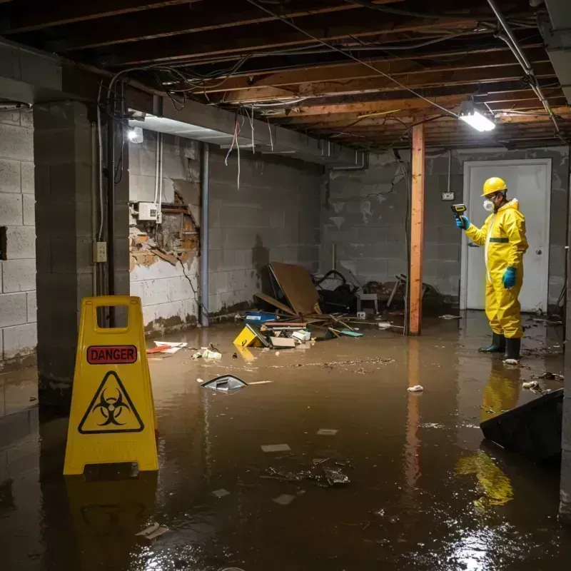 Flooded Basement Electrical Hazard in Wellsville, MO Property